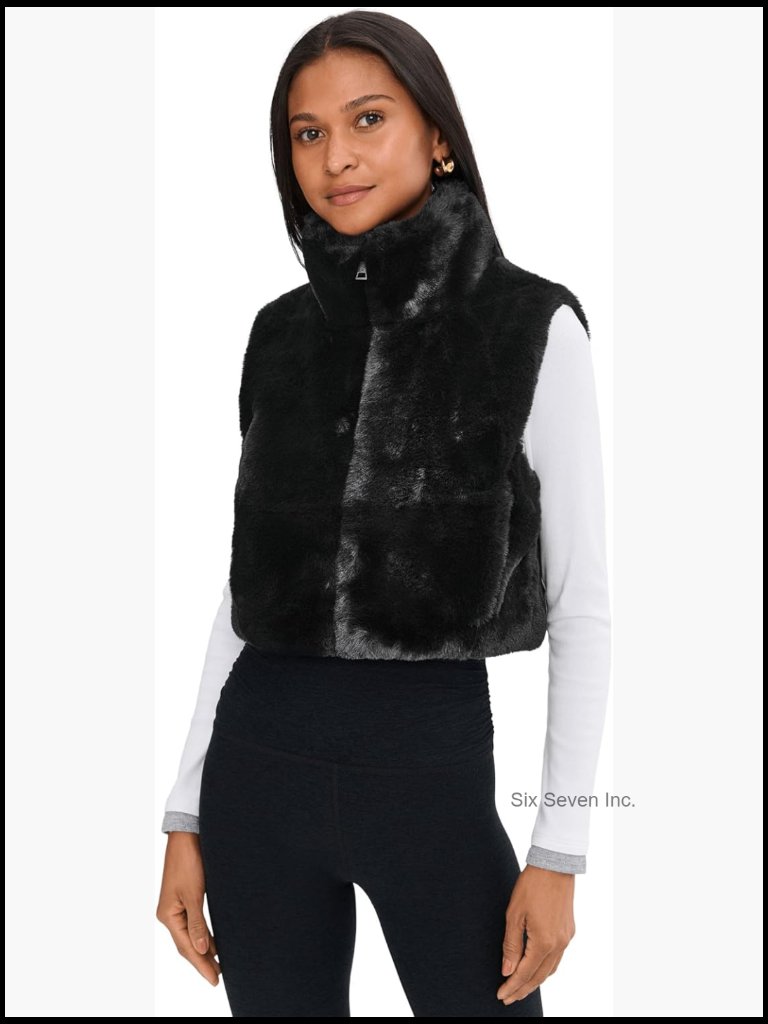 Faux Fur Vest With Zippered Front And Pockets